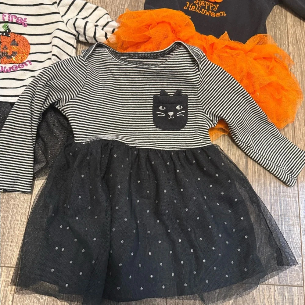 Koala Kids Girls Halloween Dresses Lot Of 3 Black Cat Pumpkin Size 0-3 Months - Picture 3 of 4